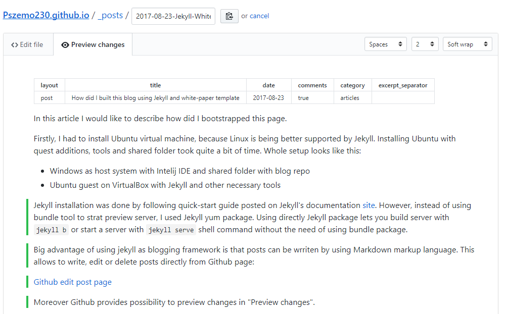 Github preview changes
